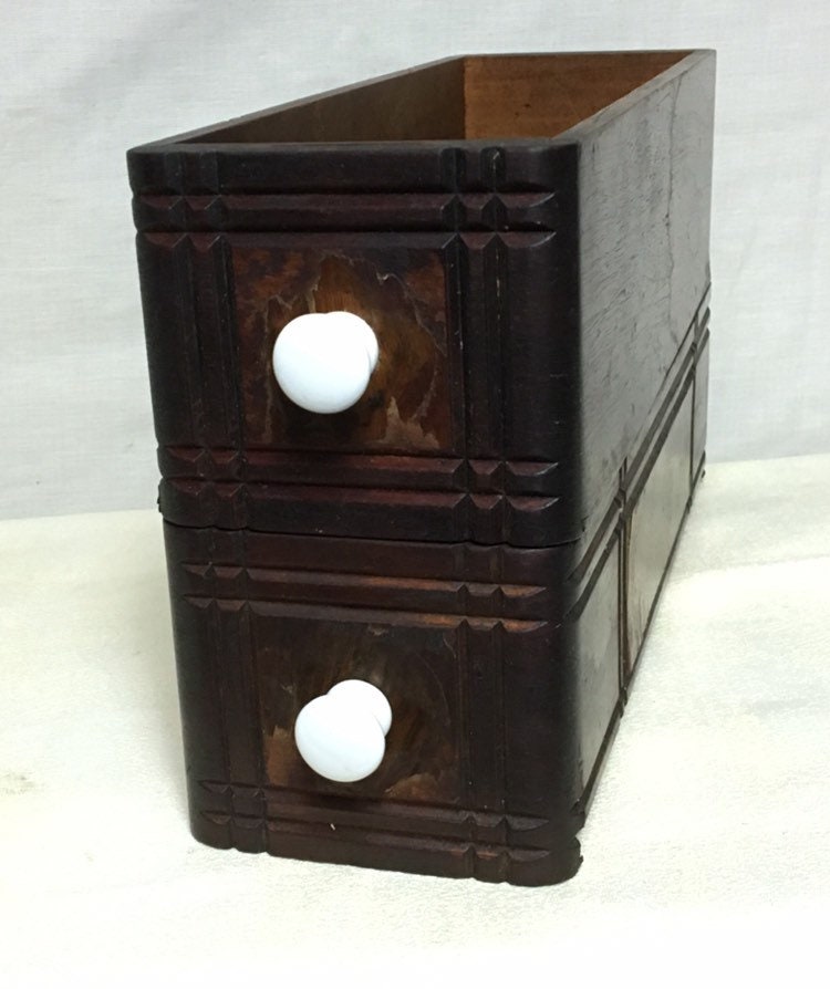 Set of 2 Singer Sewing Machine Drawers with White Porcelain Knobs