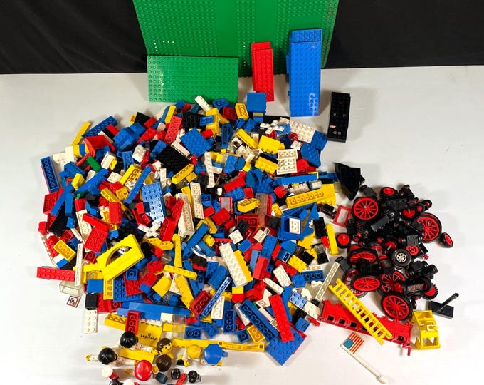 Featured listing image: LEGO Building Bricks with Ideas Book 221 from 1973, Bulk Lot Mixed Colors and Accessories from 1970's and 1980's