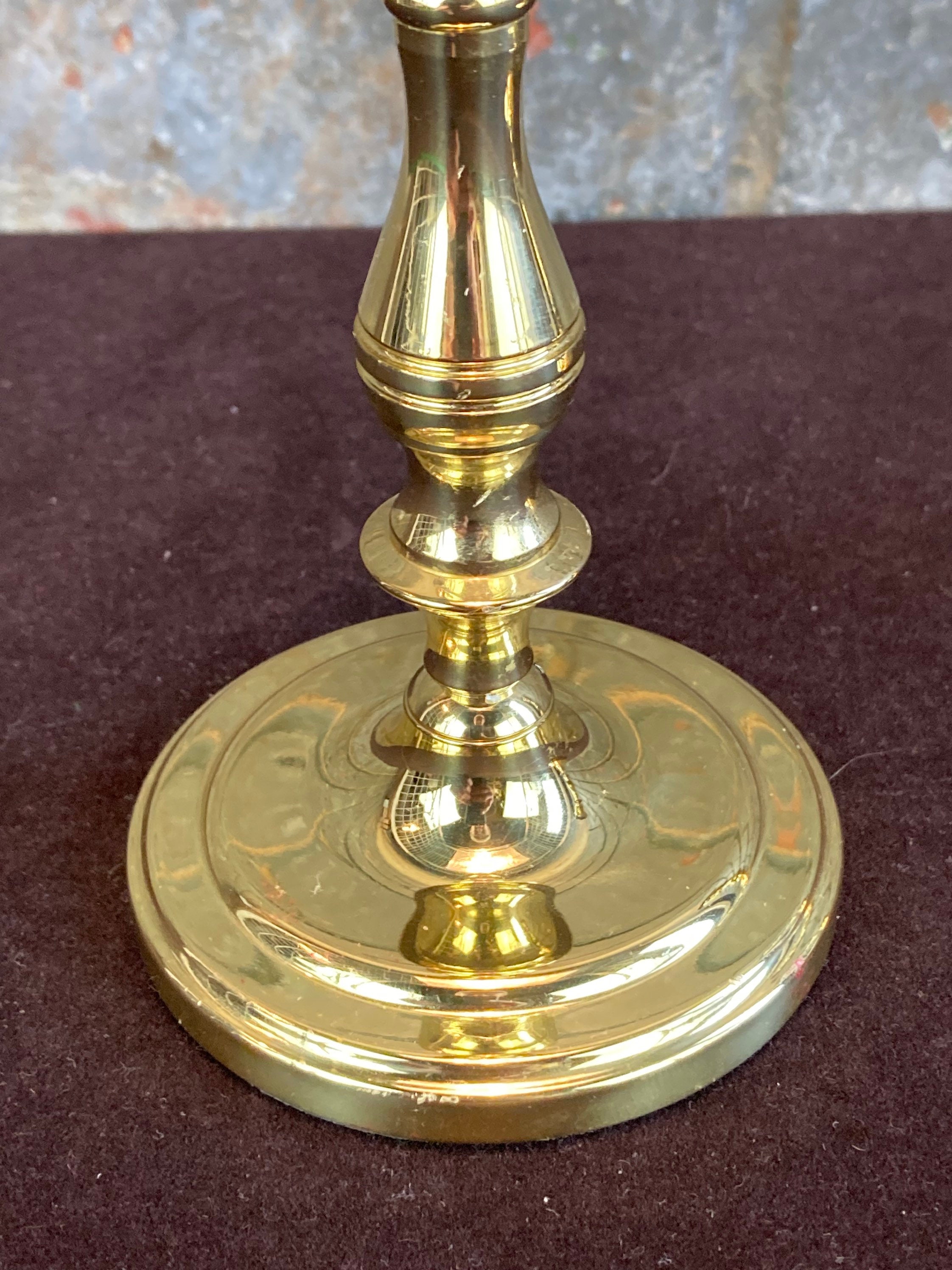 Pair Baldwin Brass Candle Holders, 7 Tall, Solid Brass Candlesticks