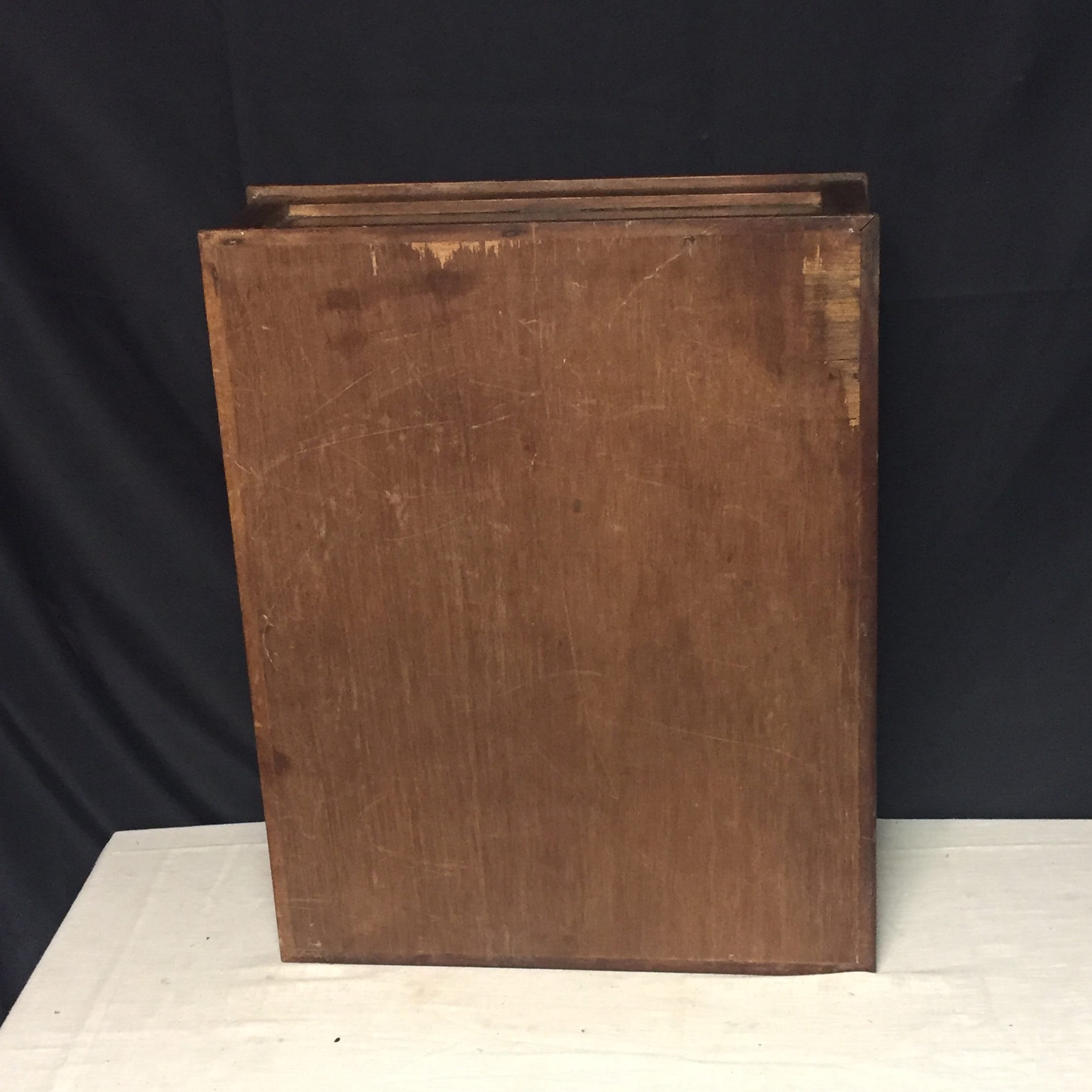 Vintage Dark Wood and Glass Table Top Display Case with Hinged Glass