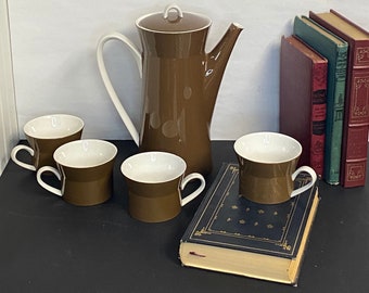 Mikasa Duplex Brown Coffee Pot with Four Mugs