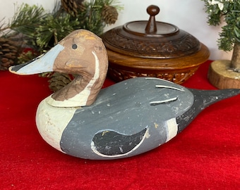 Back Bay Decoy, Northern Pintail Duck, Hand Carved Small Duck Decoy, B.B.D. Hand Painted Folk Art