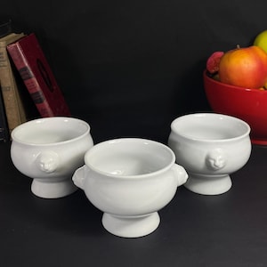 Bodum 小型台座、磁器、ライオンの頭付きスープボウル、3 個セット