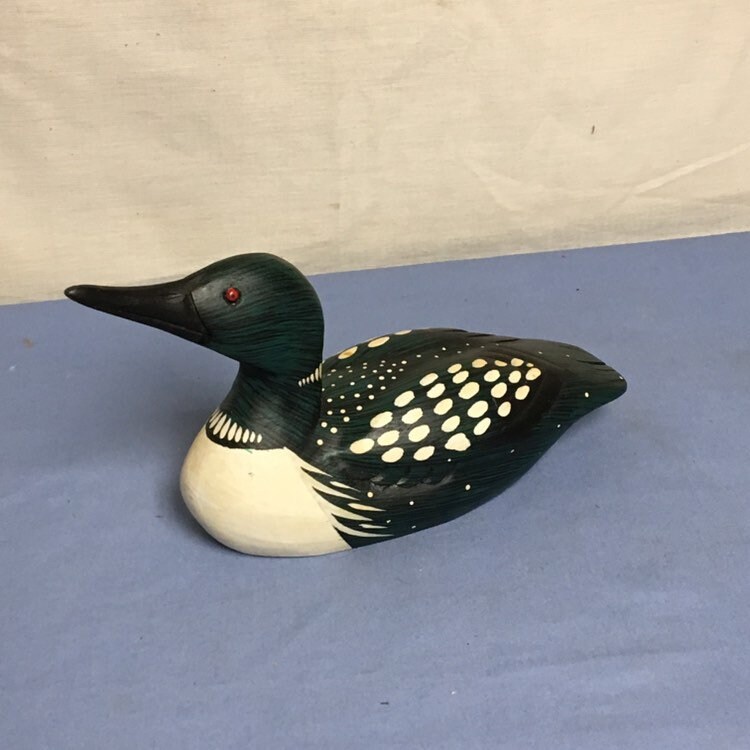 Hand Carved Wooden Loon Decoy, Duck Decoy, Hunting Lodge, Cabin Decor