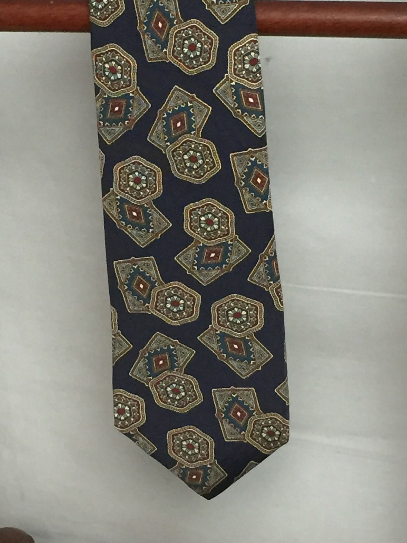 Jordache Mens Silk Tie, Navy Blue and Paisley Tie,