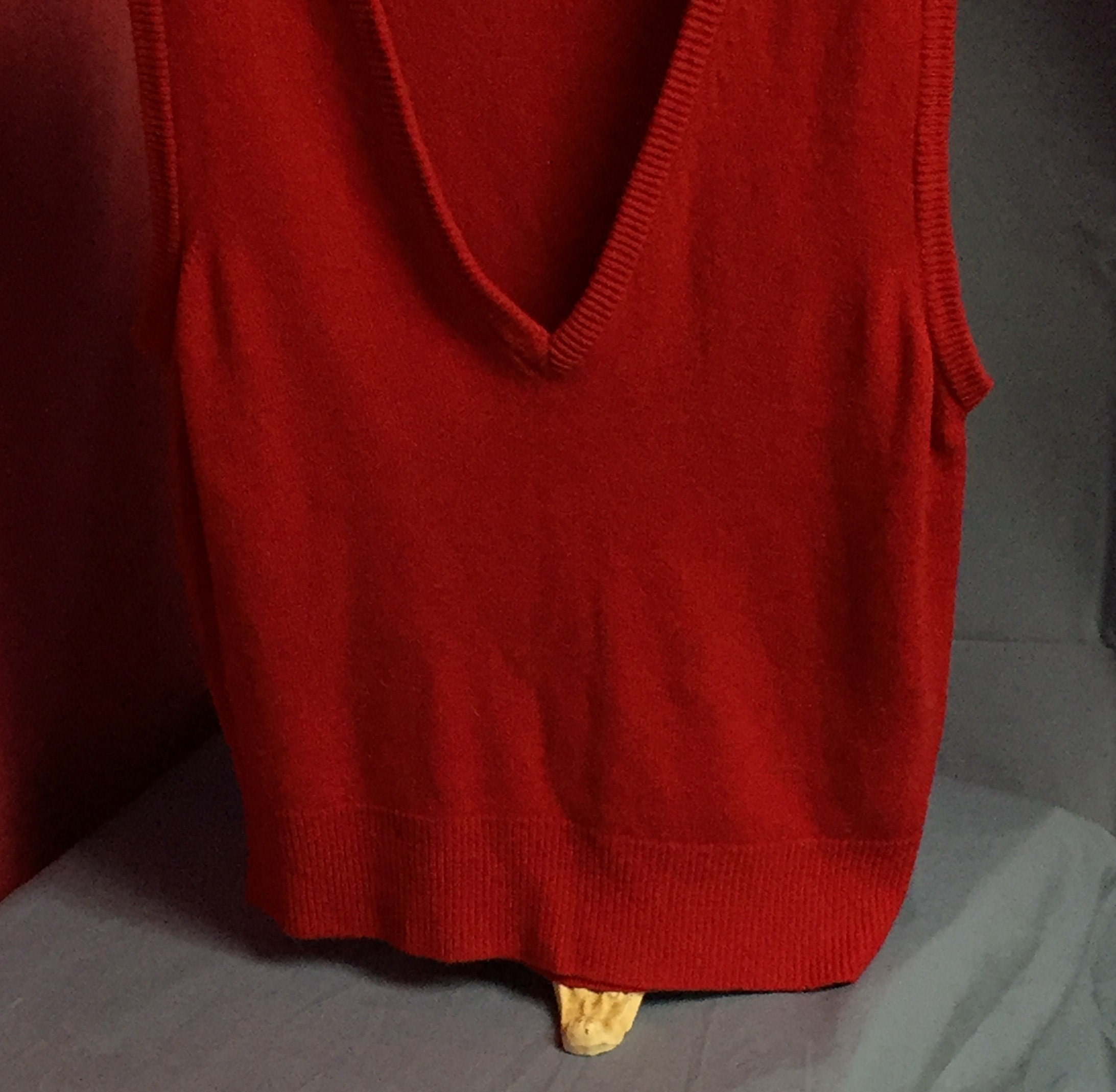 Vintage Red Cashmere Sweater Vest, Small Red Vest