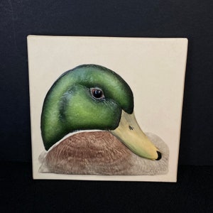 Duck Art Tile, Porcelain Bas Relief, Ceramic Duck Tile by Ron Goeke