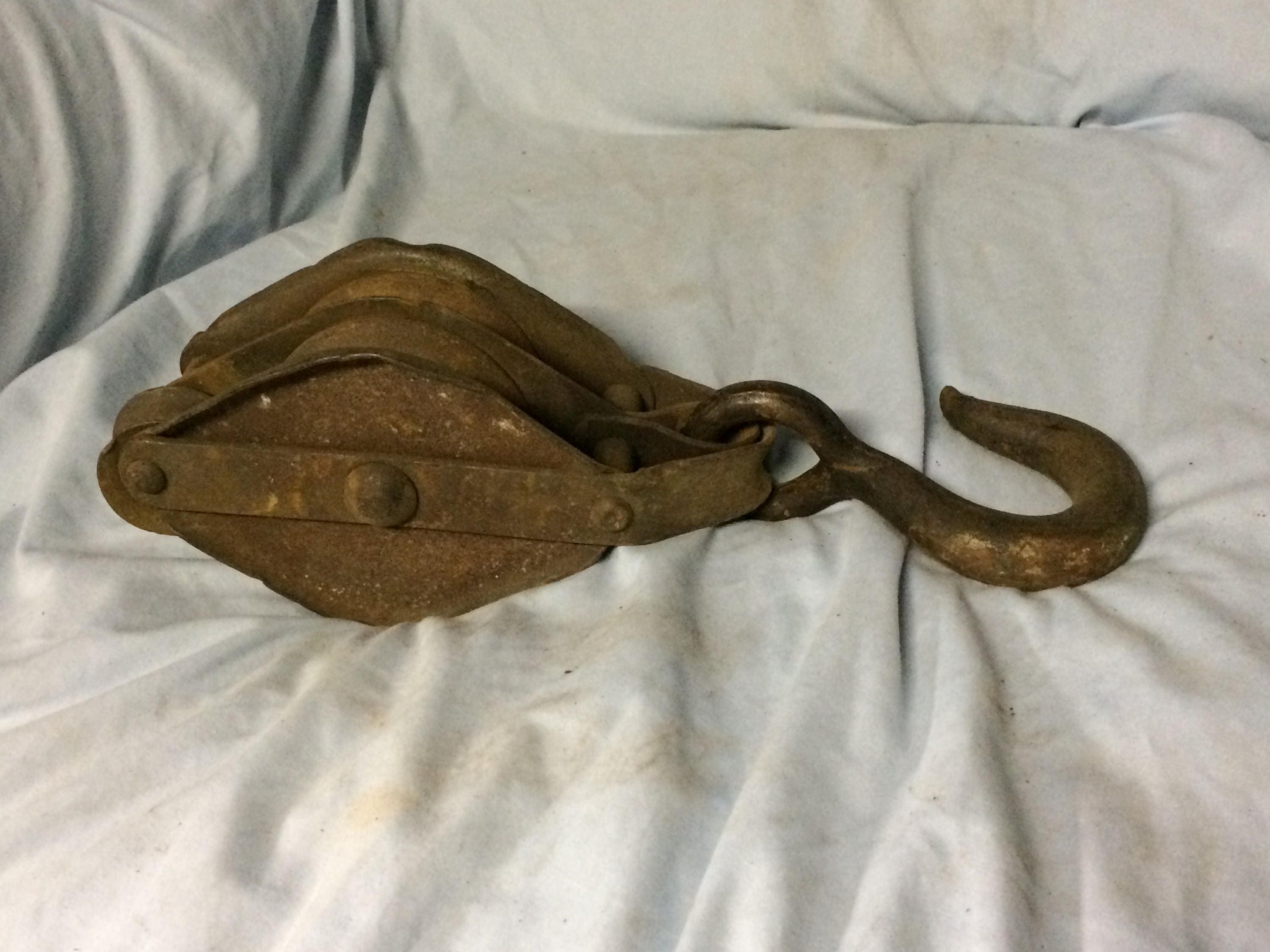 Vintage Double Iron Barn Pulley Block and Tackle Pulley Vintage Rustic