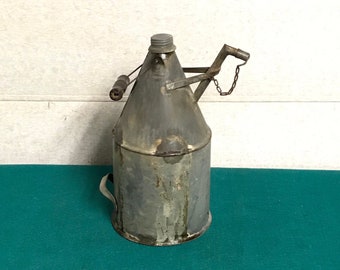 Antique Galvanized Railroad Lantern Fuel Can, Primitive, Unique Railroadiana