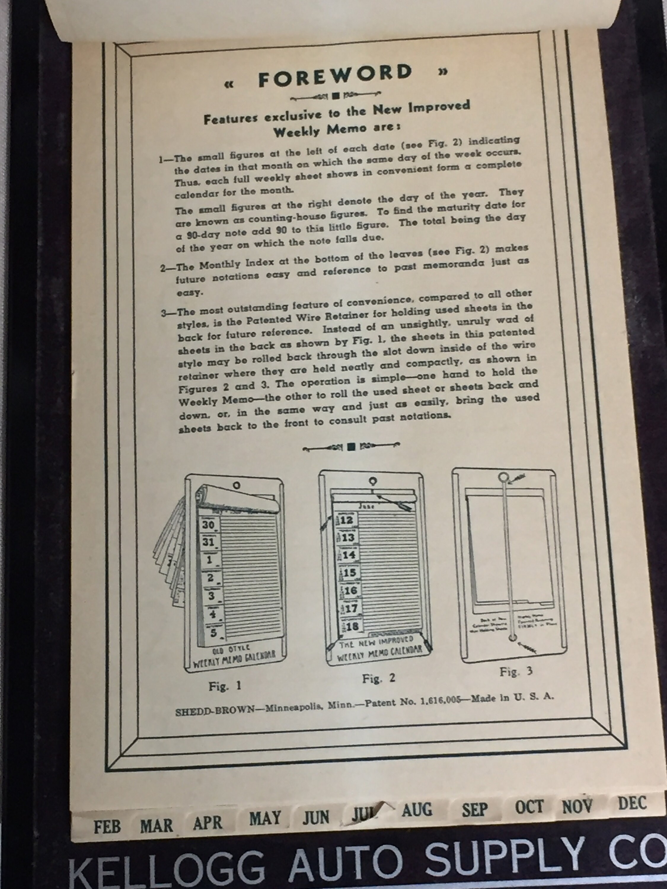 1940's Exide Batteries Advertising Calendar Memo Pad, Automotive