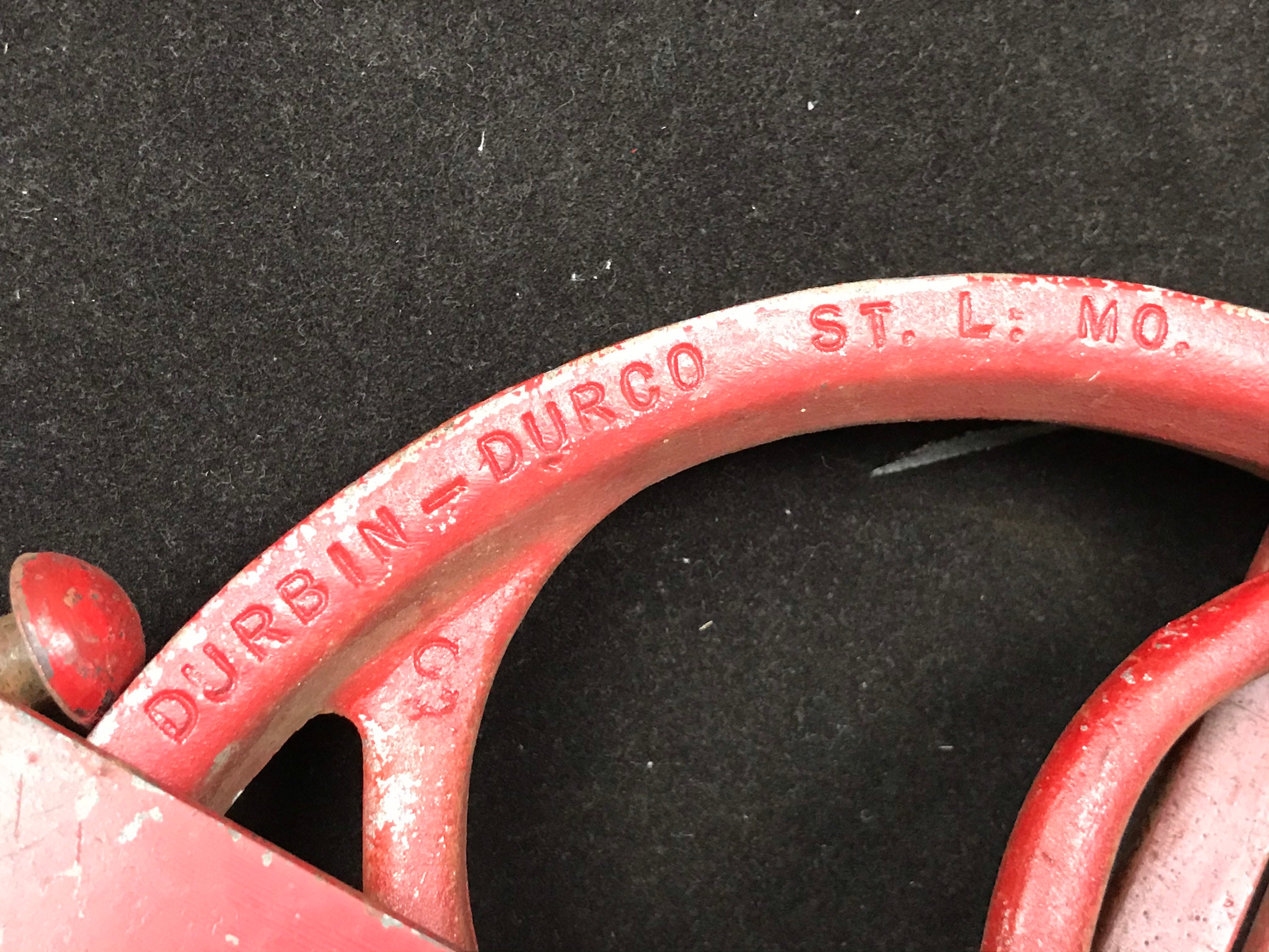 Antique DURBIN DURCO Iron Well Bucket Pulley Wheel with Hook, Shabby