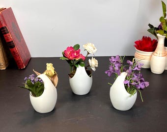 Set of 3 Small, Ceramic, Oval, Hanging Vases, Planters