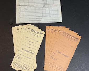 Pennsylvania Railroad NOS Empty Car Cards and Credit Card Receipts Ephemera