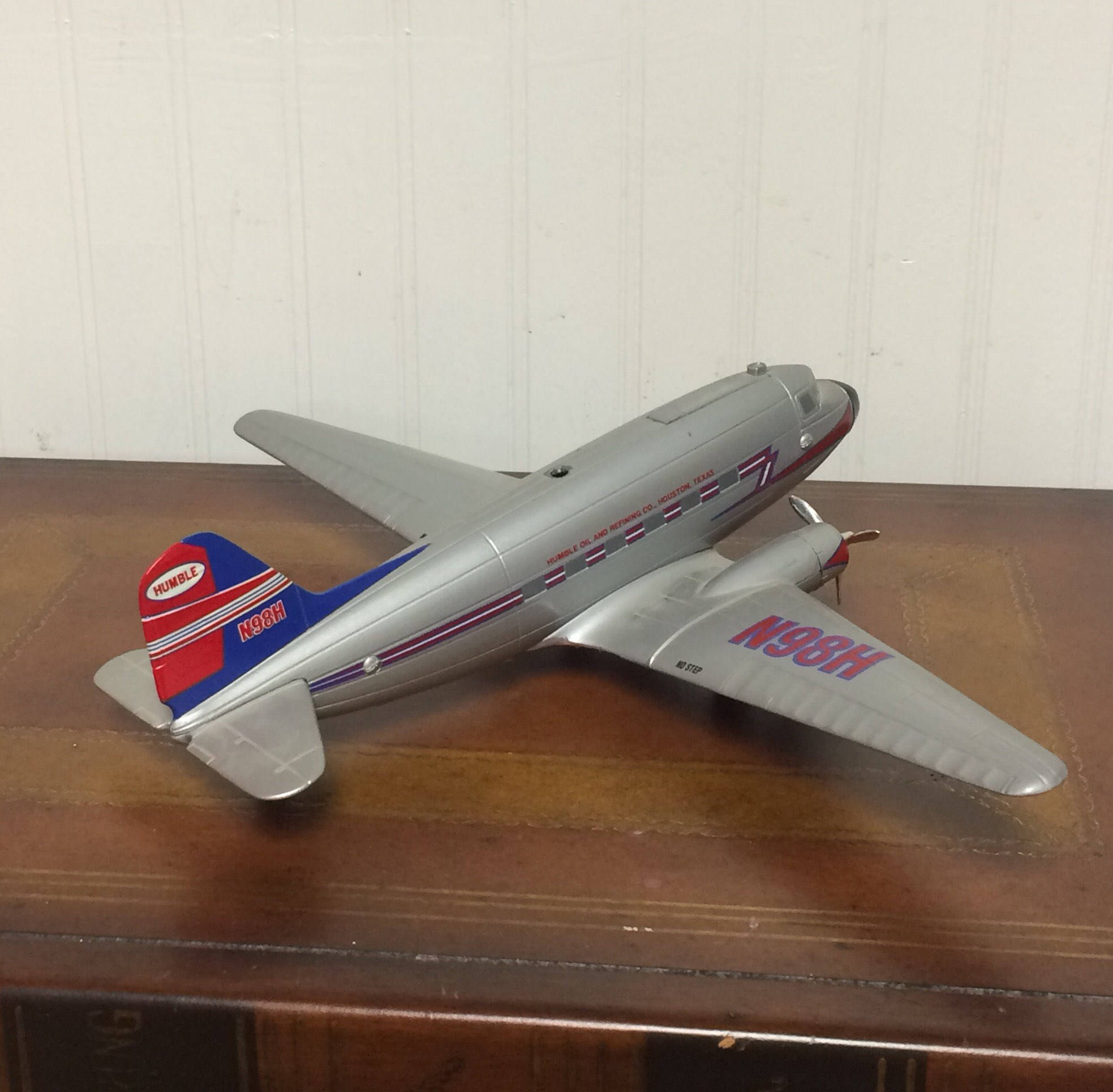 Vintage Humble Oil and Exxon Die Cast DC3 Airplane Bank, 172 scale