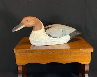 Wooden Duck, Rustic, Hand Carved, Chiseled, Hand Painted Folk Art