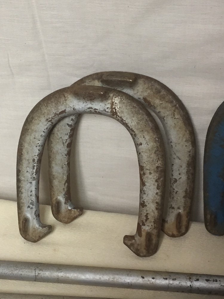 Set Vintage Royal St Pierre Horseshoes Outdoor Game With Original Pins and Box, Throwing