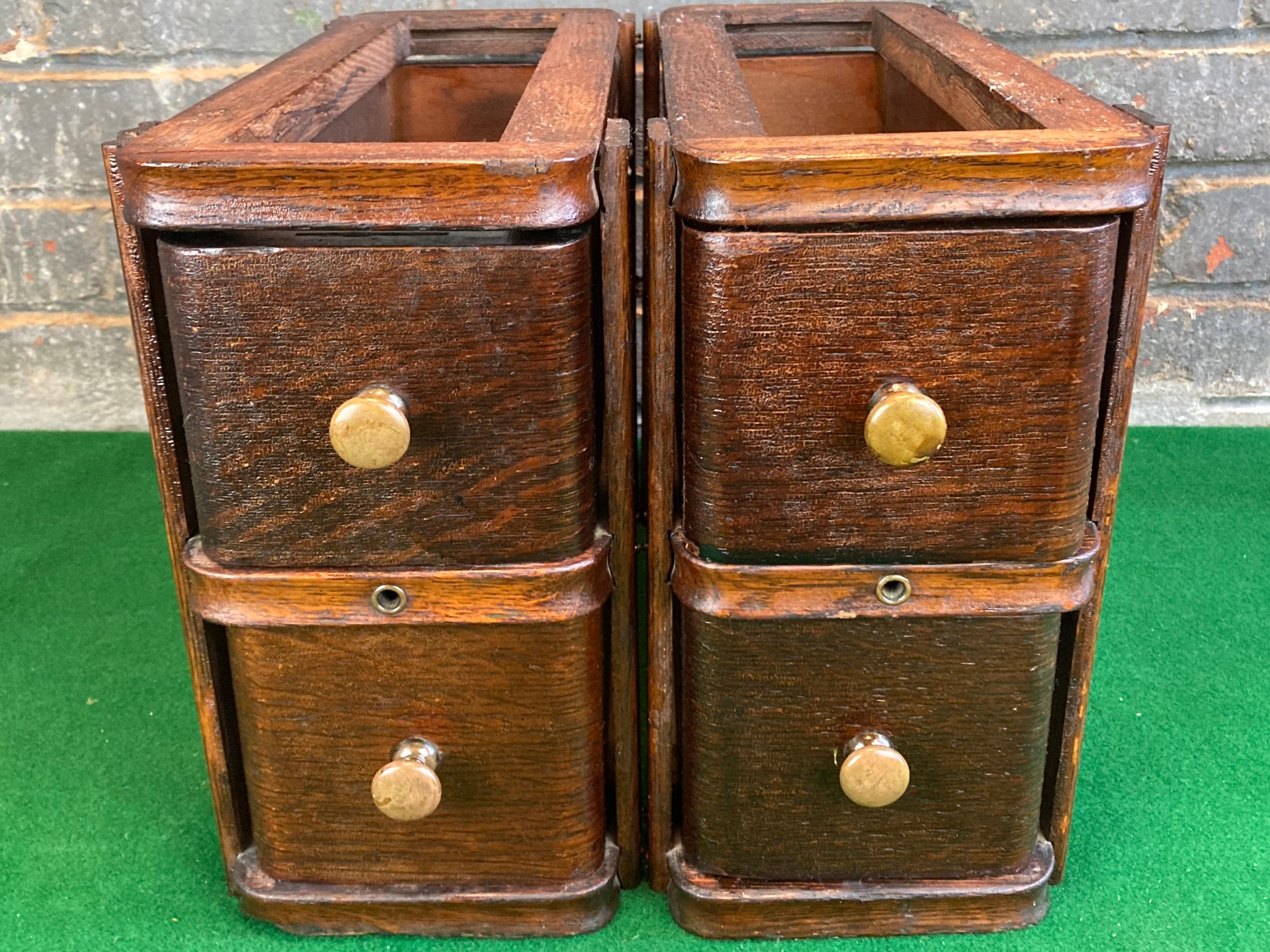 4 Singer Sewing Machine Wooden Drawers w/ Original Frames, Oak Wood