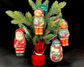 Russ Candy Tins, Set of 4, Bear, Santa, Snowman