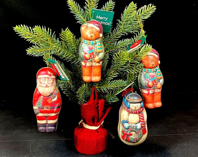 Featured listing image: Russ Candy Tins, Set of 4, Bear, Santa, Snowman