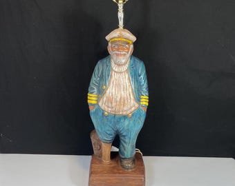 1970's Holland Mold Sea Captain Peg Leg Pete Nautical Table Lamp