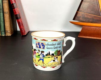 Royal Worcester Porcelain Mug, "Wednesday's Child"