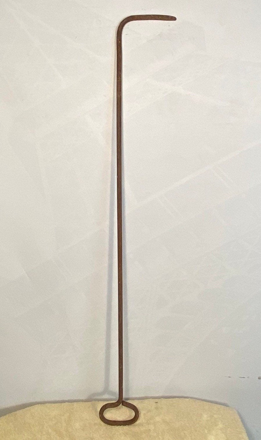 Antique Large 40 Hand Iron Fireplace Log Poker, Primitive