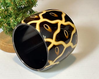 Chunky Brown and Ivory Bangle Bracelet, Made in India
