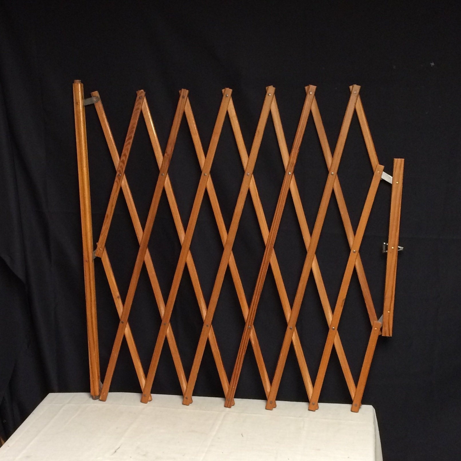 Antique Wooden Folding Safety Gate, Expanding Gate, Accordion Gate