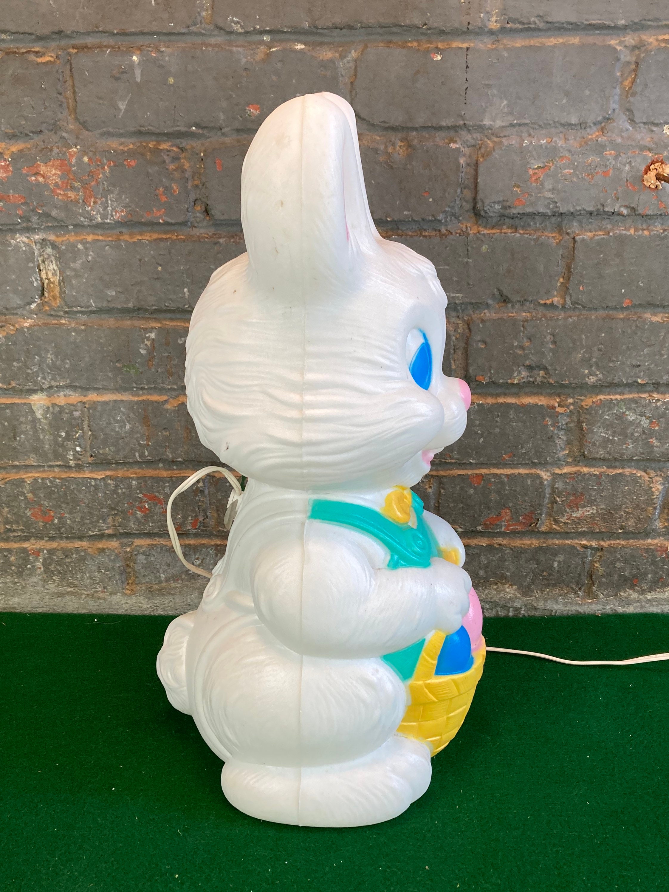Vintage Blow Mold Easter Bunny, Light Up Decoration, 19 tall