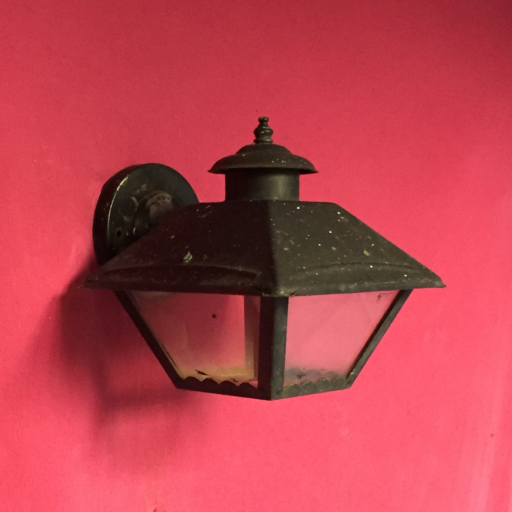 Vintage Black Wrought Iron Electric Porch Light Wall Fixture Sconce