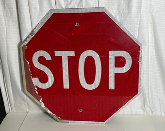 Vintage Metal 24" Stop Sign, Authentic Pennsylvania Street Sign,  Man Cave
