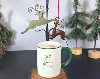 Reindeer Holiday Decor, Mug and 2 Metal Ornaments