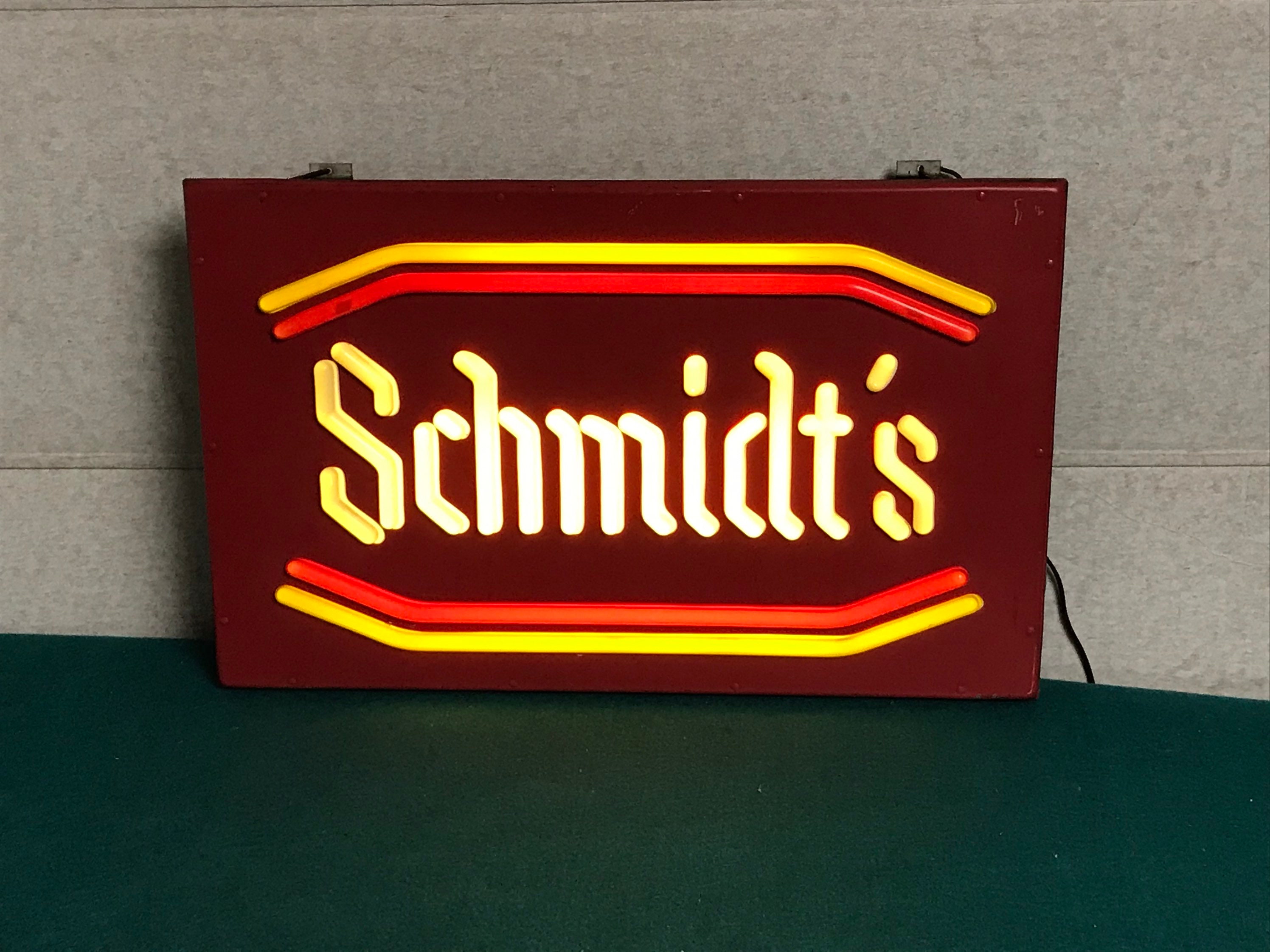 1970's Schmidt's Beer Light Sign, Barroom Pub Beer Light, Schmidt's