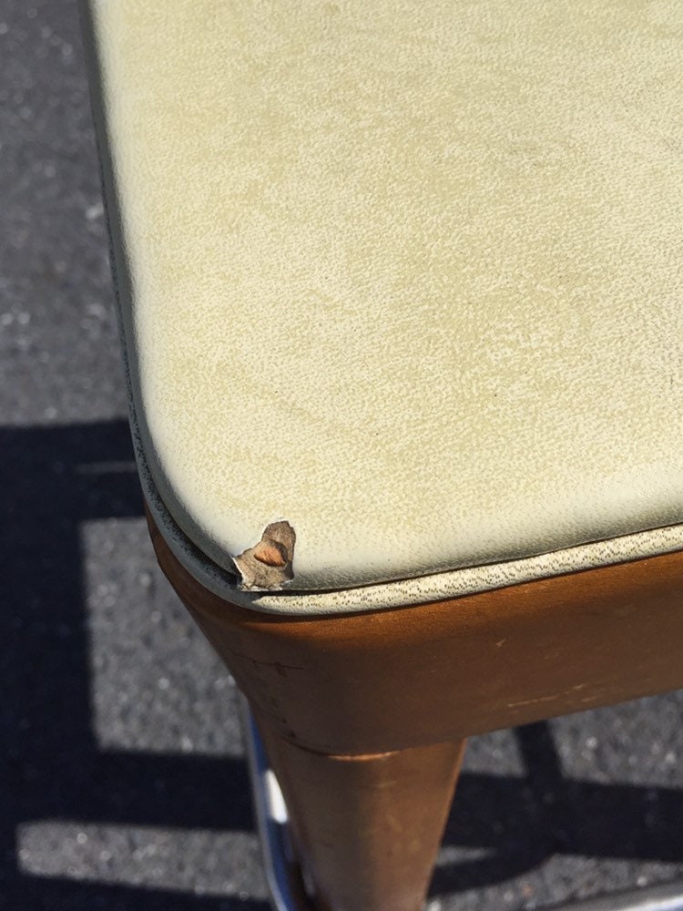 Two (2) Mid Century 24 Wooden Counter Stools, Chrome Footrest, Retro