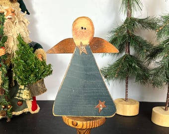 Handcrafted Chunky Wooden Angel, Artist Signed