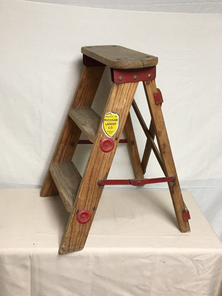 Small Unique Shabby Wooden Step Ladder 22 (2 step), with the Original