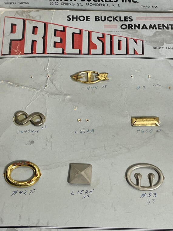 Sample Card Salesman Shoe Buckles Ornamentation‎ E. E. Weller Co Providence RI RONCI Vintage Salesman Sample Card Display Shoe Buckles  main image 2