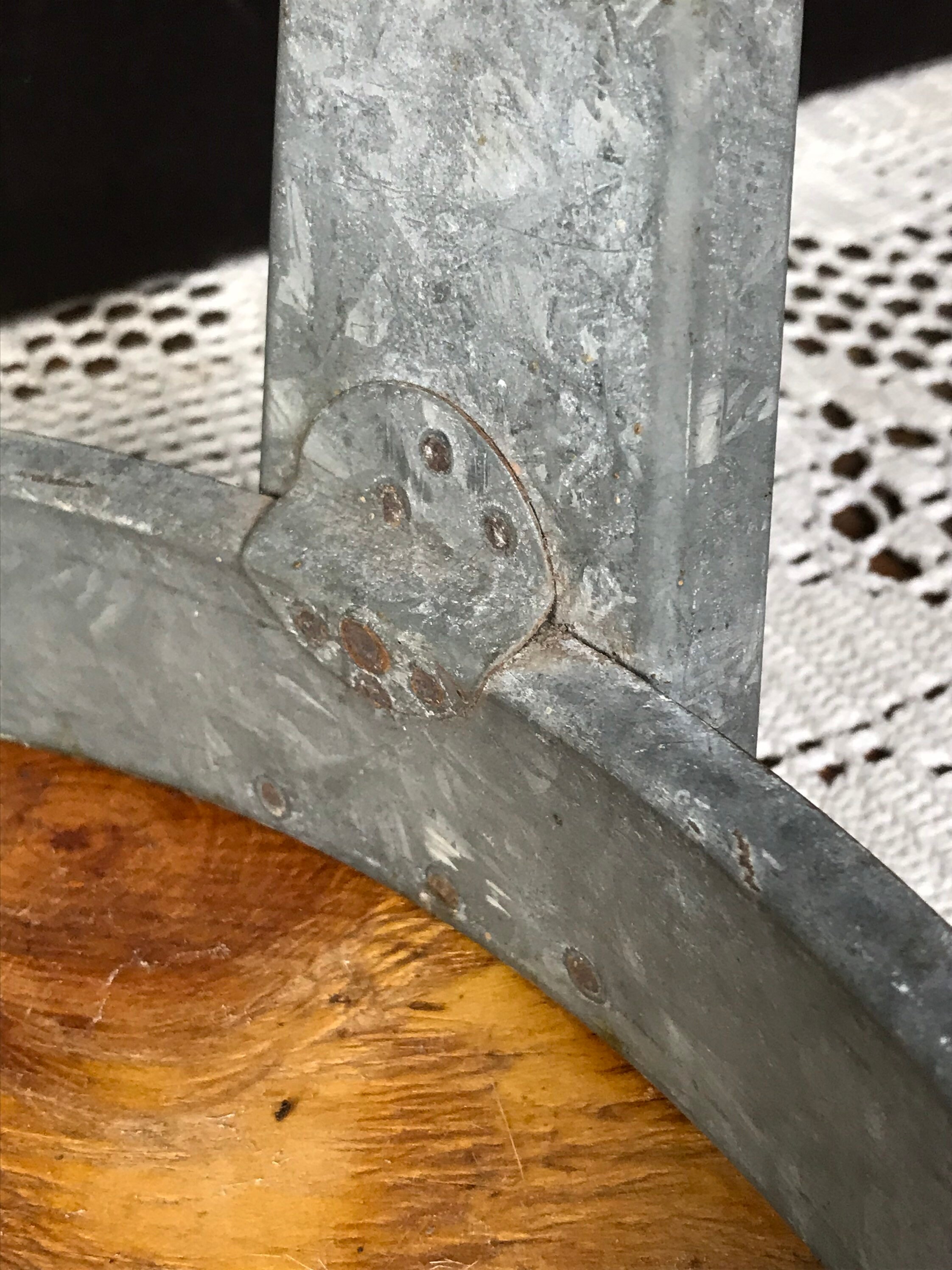 Unique Primitive Milking Stool, Galvanized Metal Dairy Farm Stool