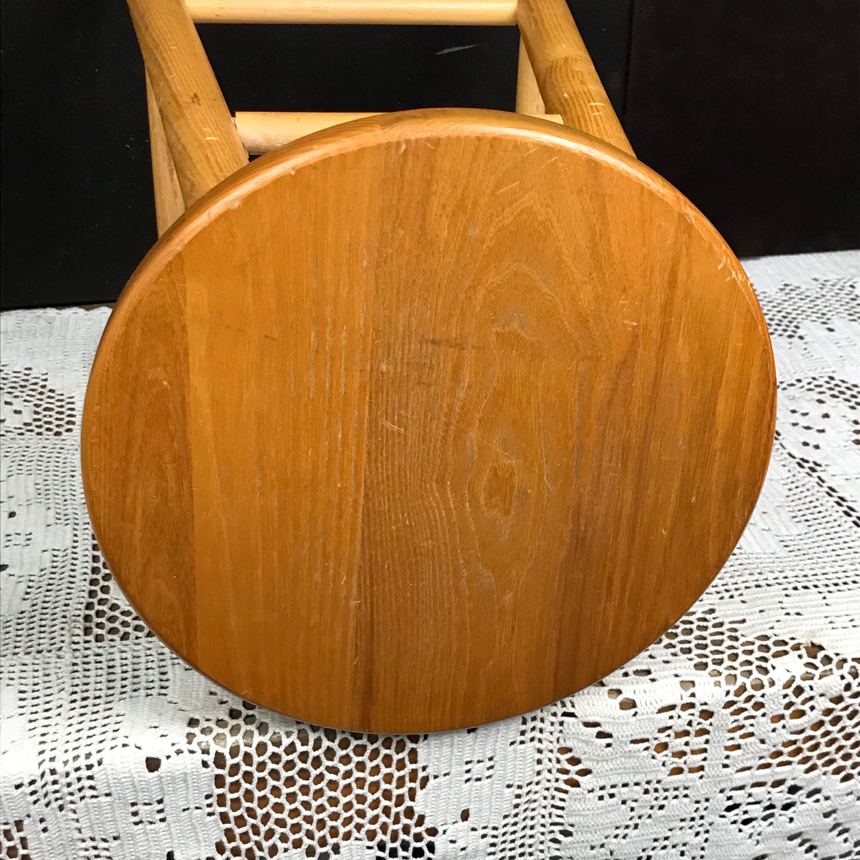 Solid Oak Wooden Stool, Kitchen Counter Stool, 23” Tall