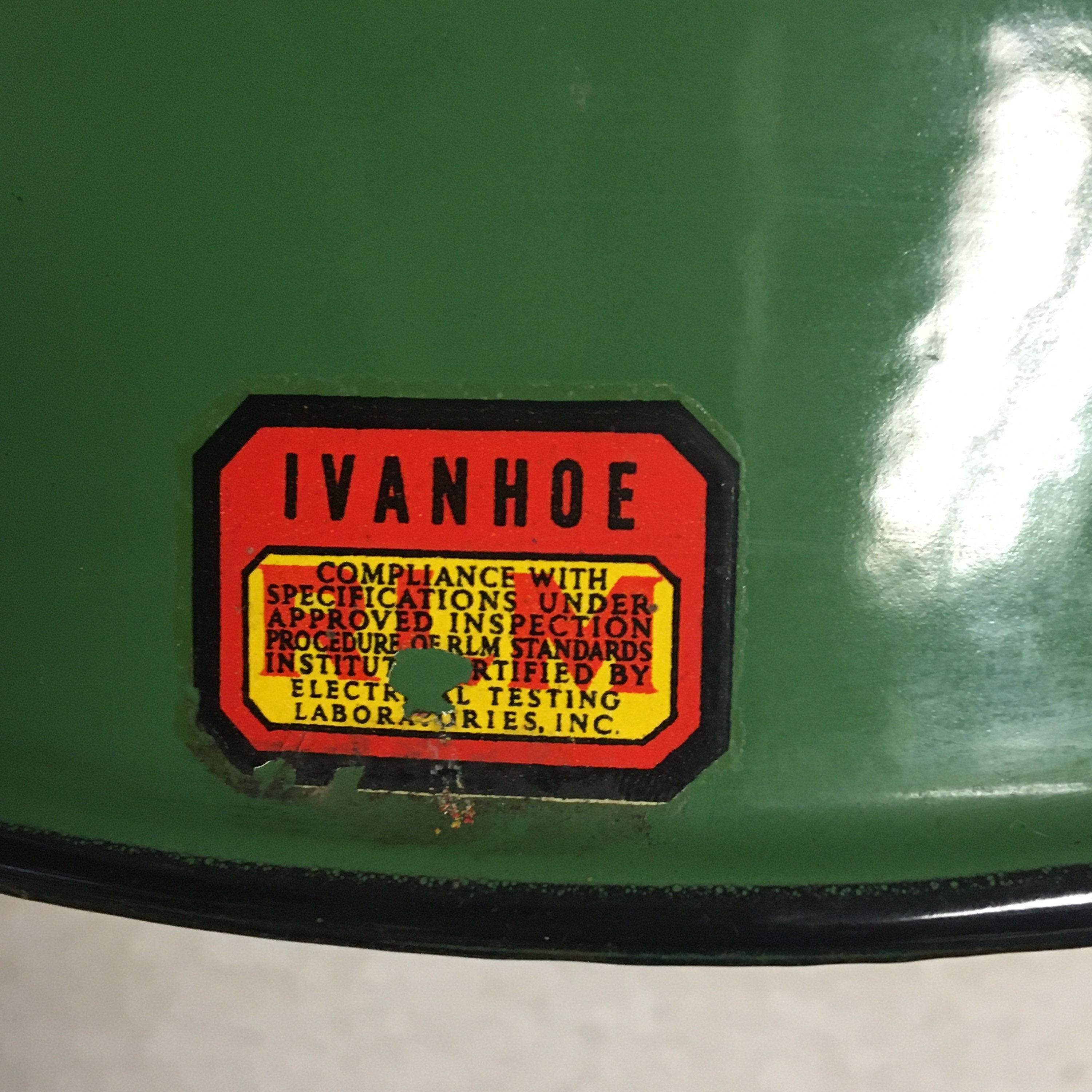 1940's Ivanhoe 12 Green Industrial Porcelain Enamel Barn Light, Gas
