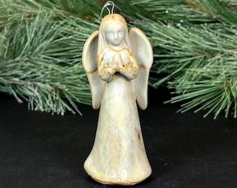 Terracotta Pottery Angel Ornament 3-1/2" tall