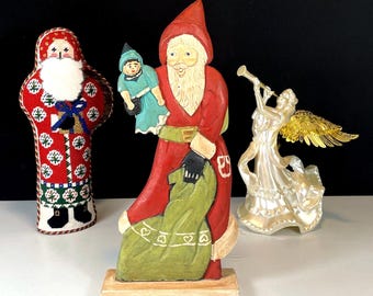 Hand Carved Wooden Old World Santa, Belsnickel, Kris Kringle