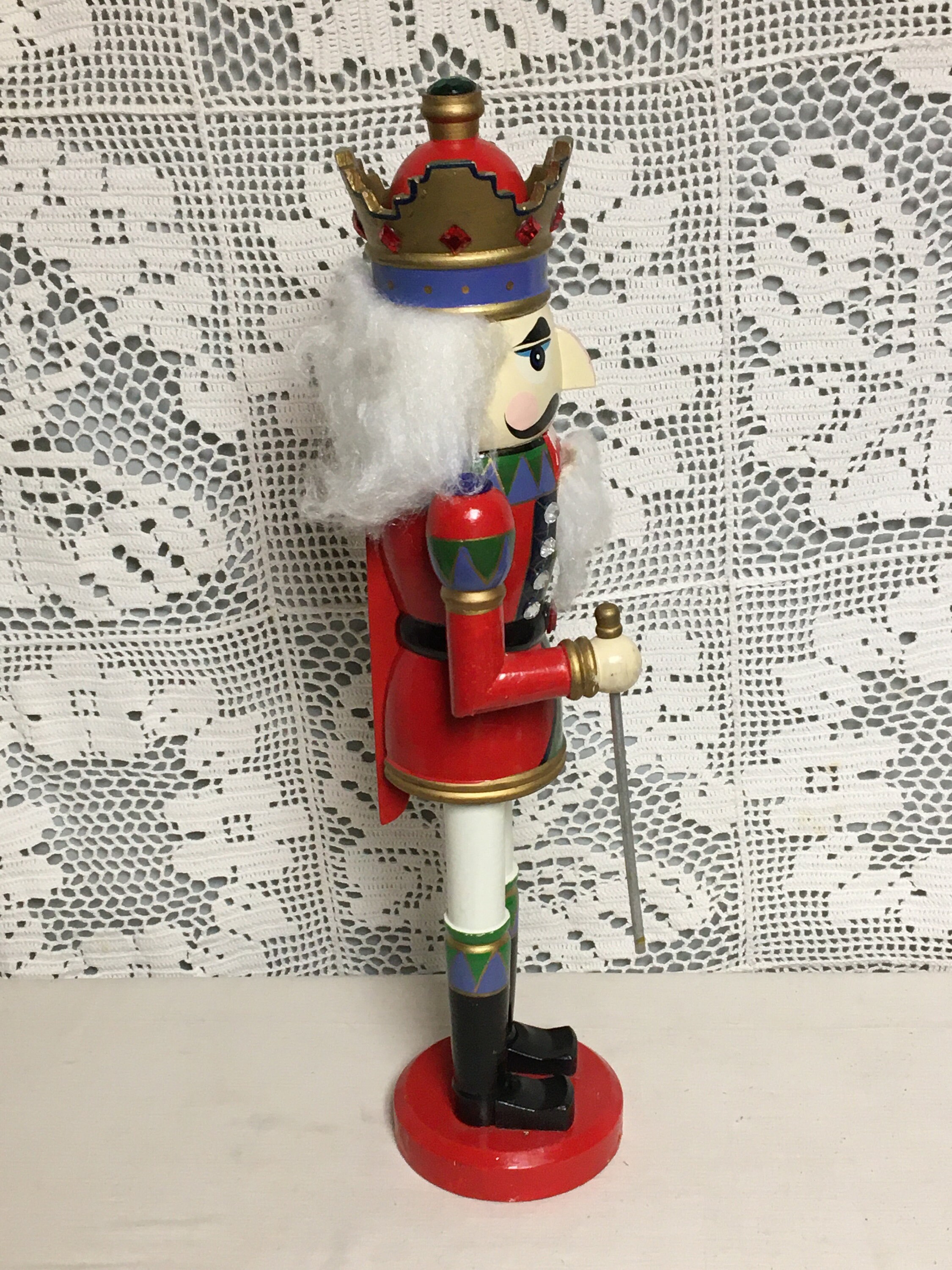 Large Wooden Nutcracker, Traditional Christmas Decoration, Painted Wood