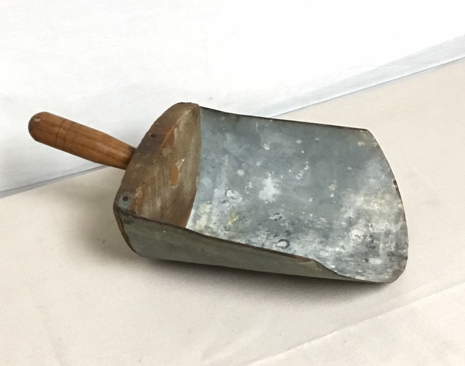 Galvanized Metal Scoop with Wood Handle, General Store, Grain Scoop