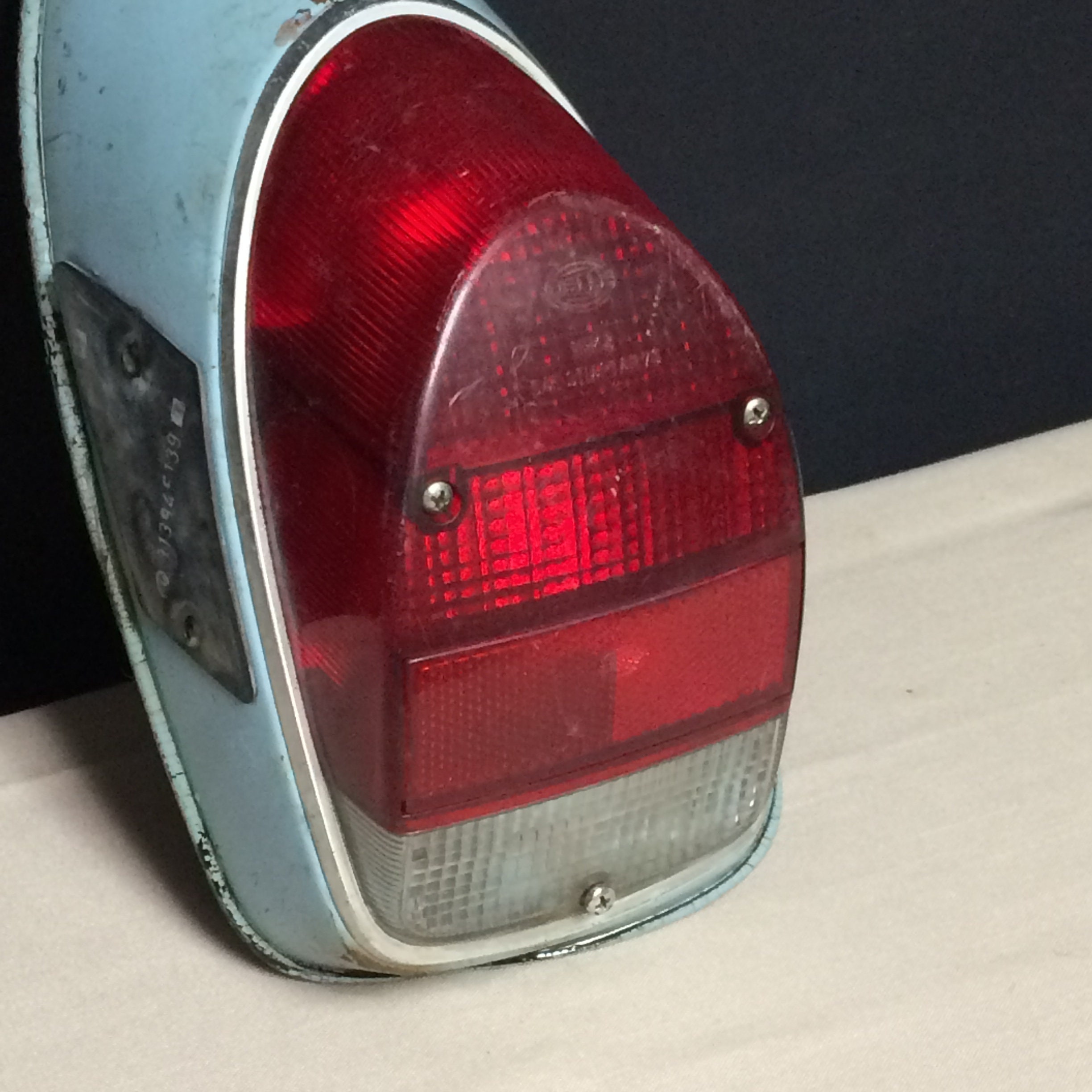 Original 19701972 VW Beetle Tail Light Assembly Complete, Robin Egg