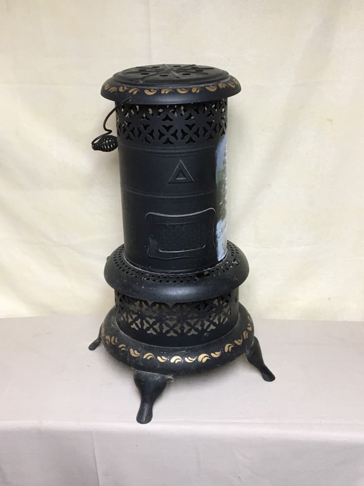 Vintage Miller Smokeless Oil Heater, Primitive Parlor Heater, Garden