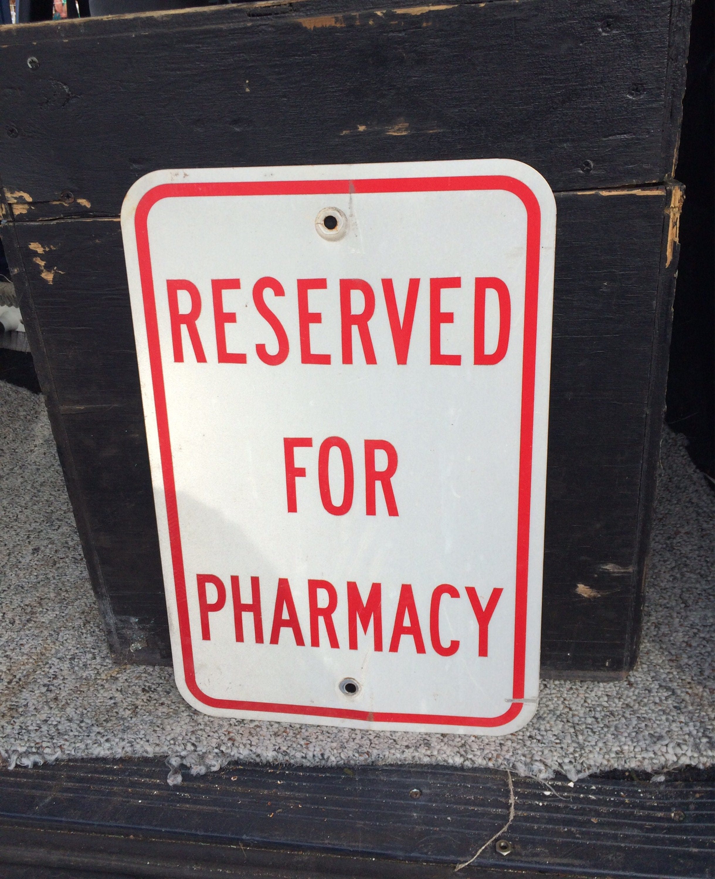 Vintage Metal RESERVED FOR PHARMACY Sign, 12 x 18 Pharmacy Parking Sign ...