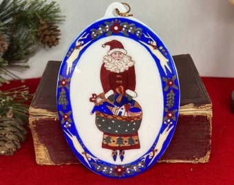 Old World Santa, Oval Ceramic Ornament, Cynthia Madrid for Midwest of Cannon Falls