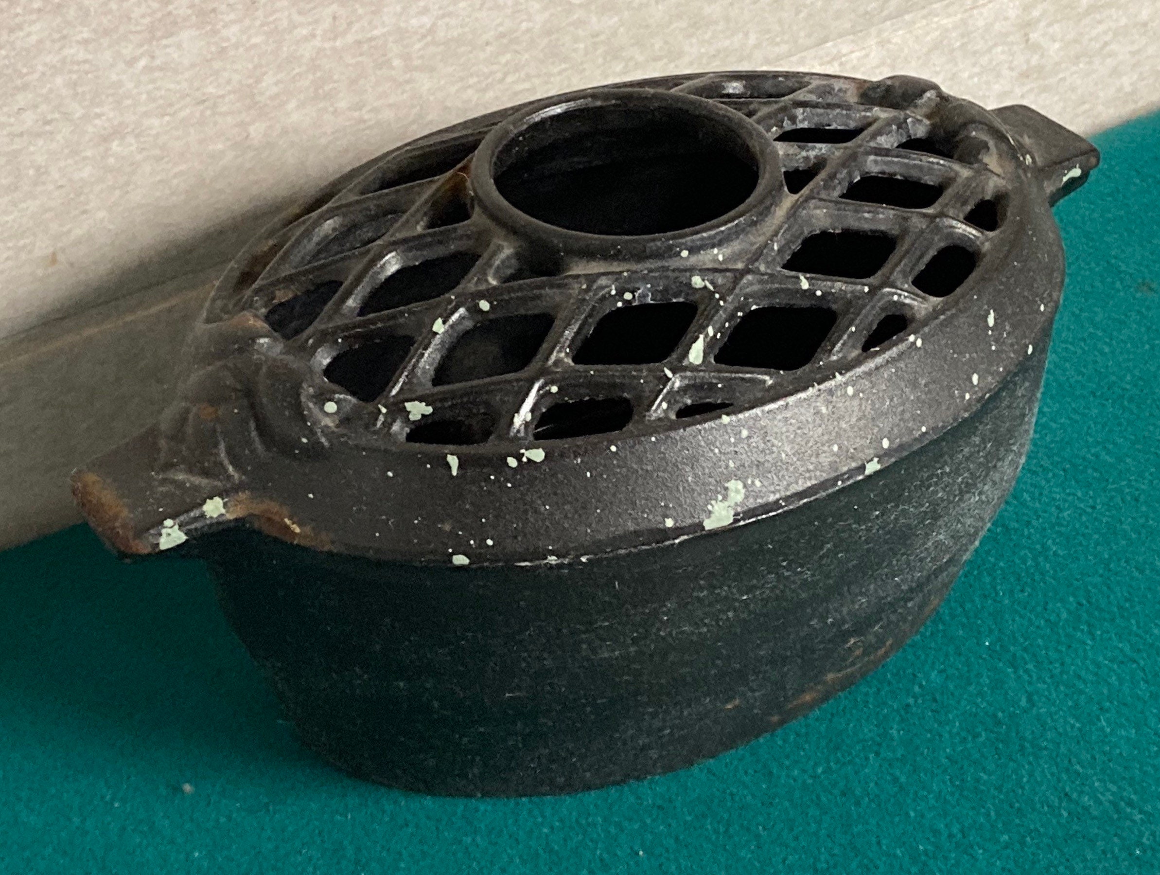 Antique Cast Iron Lattice Top Steamer Pot, Woodstove Humidifier