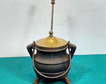 Antique Cast Iron Fire Starter Pot, Smudge Pot, Cauldron, Pumice Wand Smelting Pot
